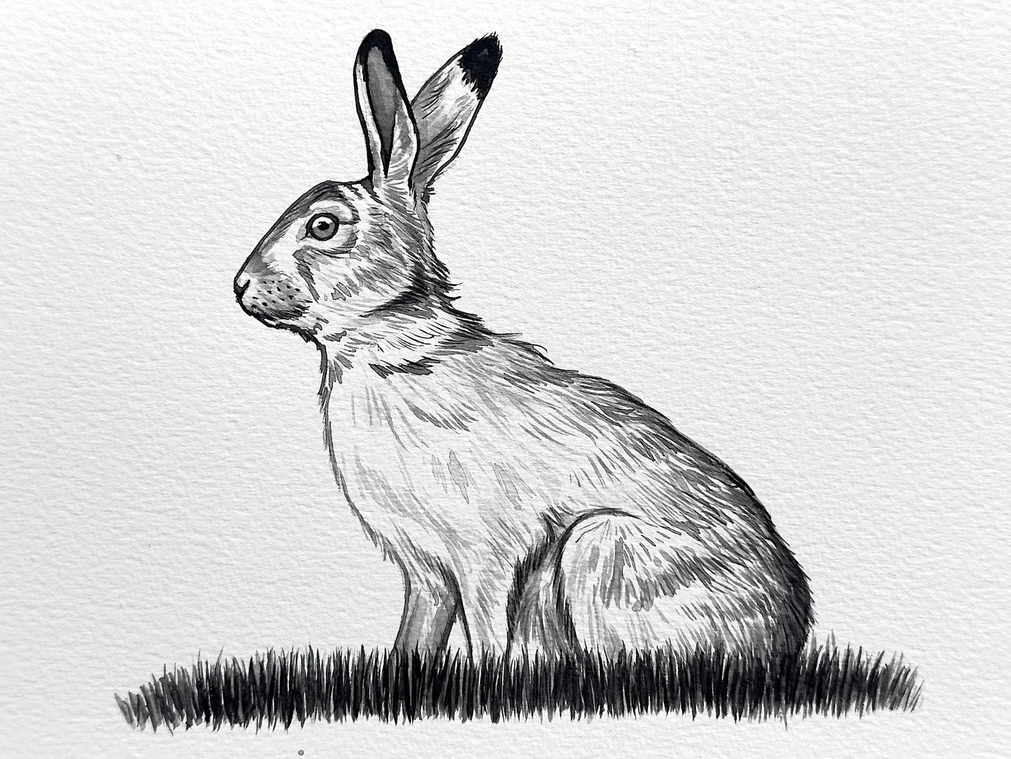 A5 Watercolour Portrait - Black and White