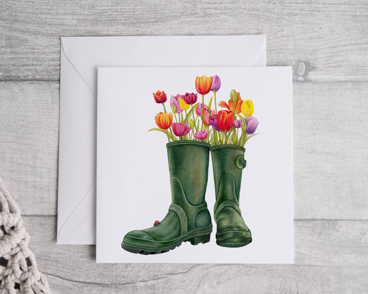 Tulip wellies card