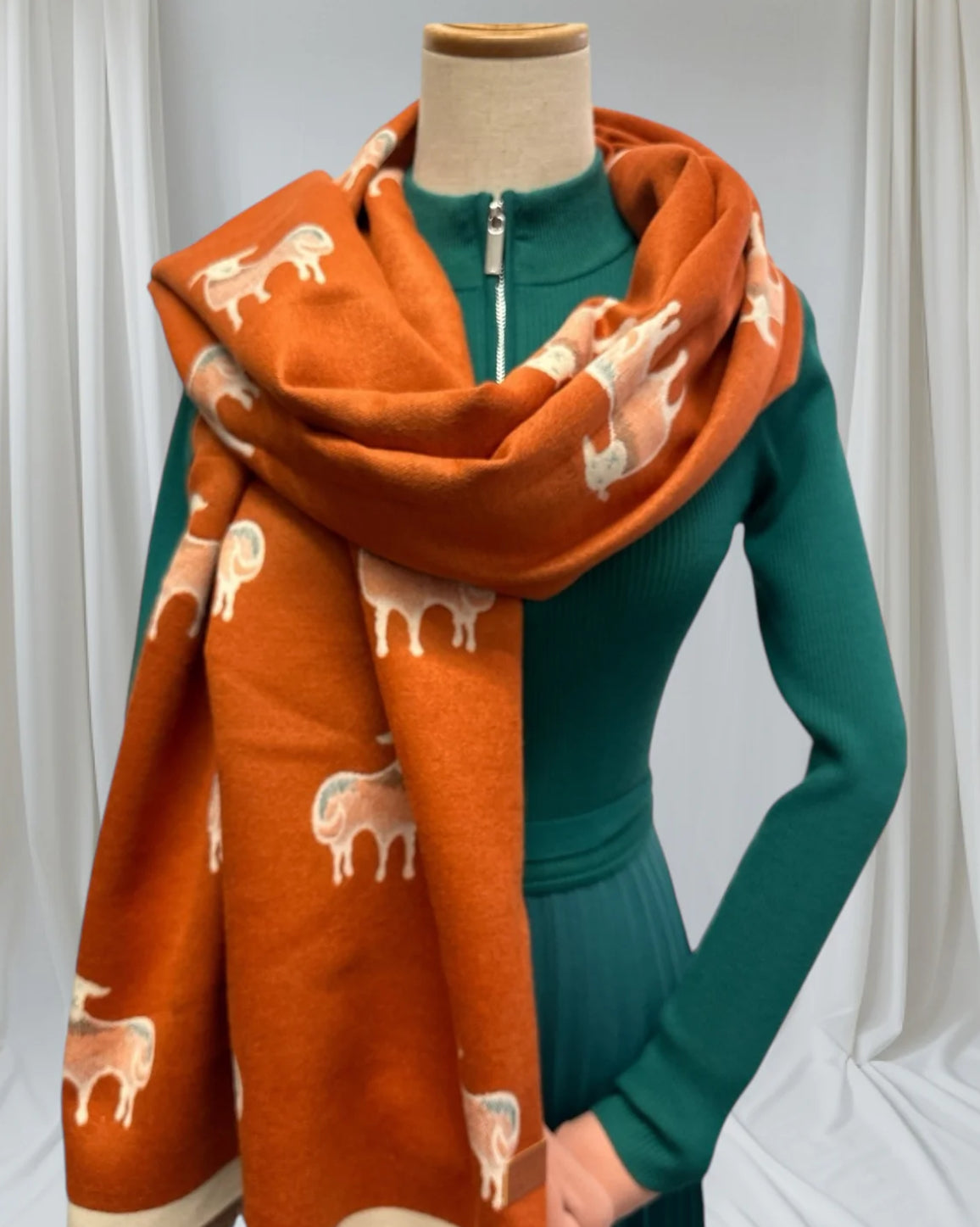Rust Sheep Scarf Reversible