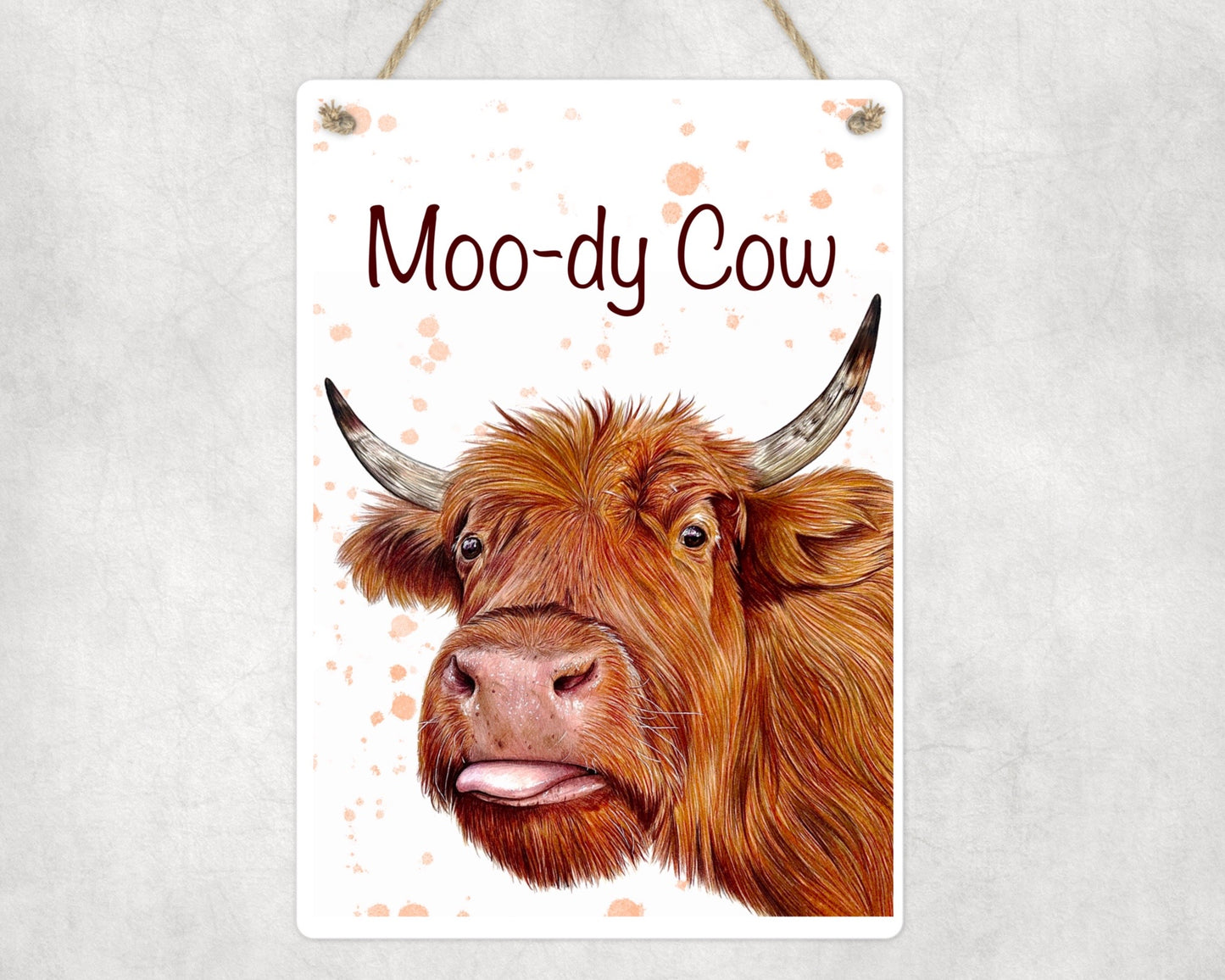 Moo-dy Cow Hanging Sign