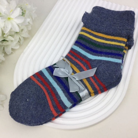 Navy Rainbow Wool Blend Socks