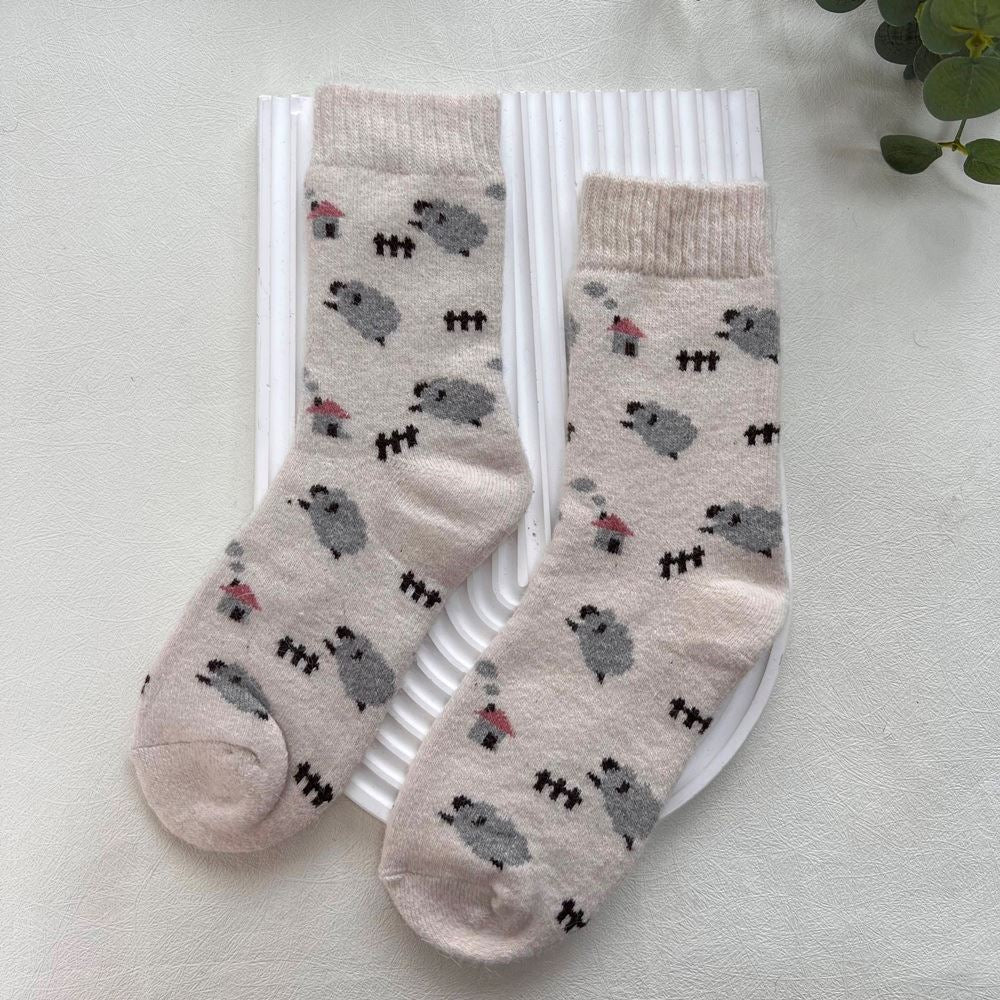 White Sheep Wool Blend Socks