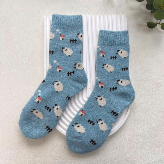 Blue Sheep Wool Blend Socks