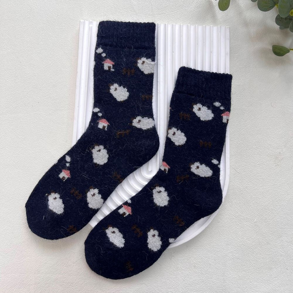 Navy Sheep Wool Blend Socks