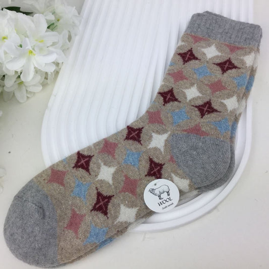 Beige Star Wool Blend Socks