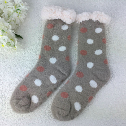 Light Grey Spotty Slipper Socks