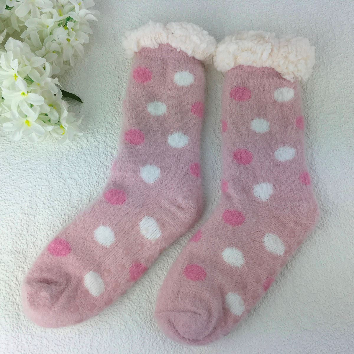 Pink Spotty Slipper Socks