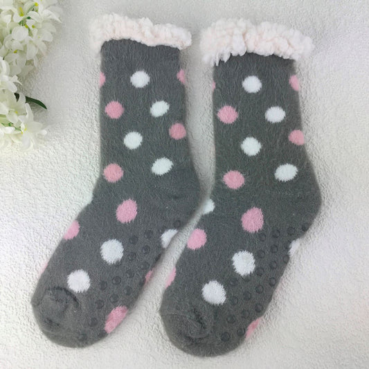 Dark Grey Spotty Slipper Socks