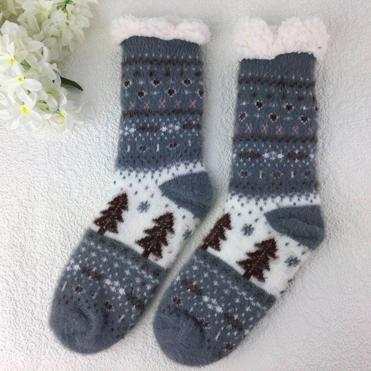 Dark Grey Winter Slipper Socks