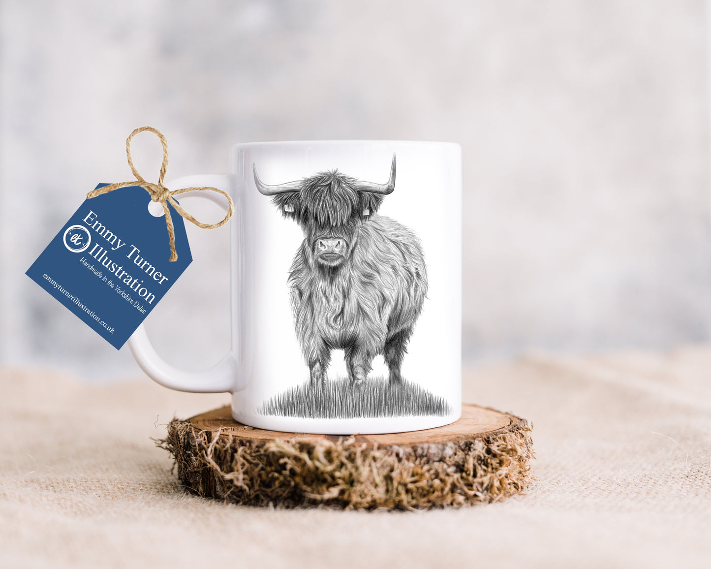 B&W Highland Cow Mug