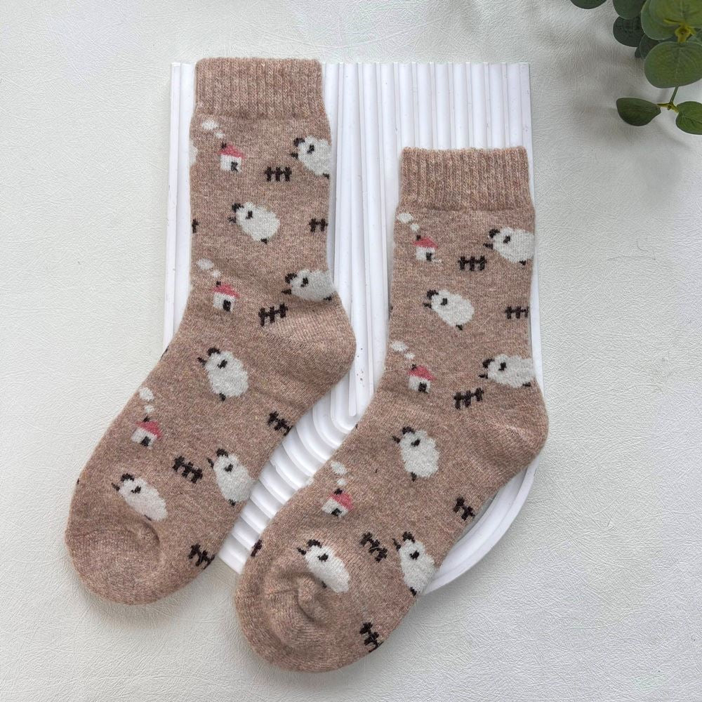 Beige Sheep Wool Blend Socks