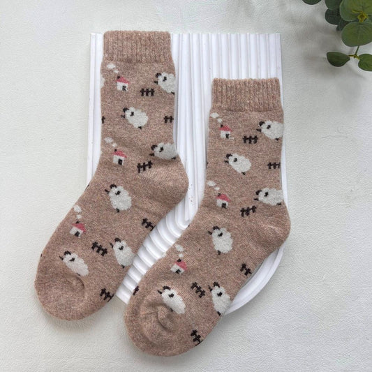 Beige Sheep Wool Blend Socks