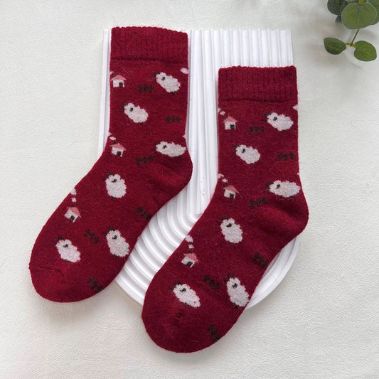 Red Sheep Wool Blend Socks