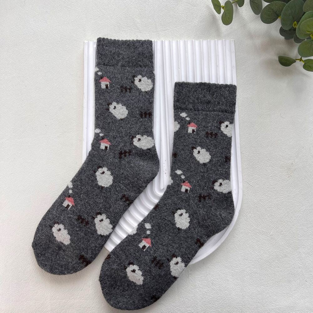 Dark Grey Sheep Wool Blend Socks