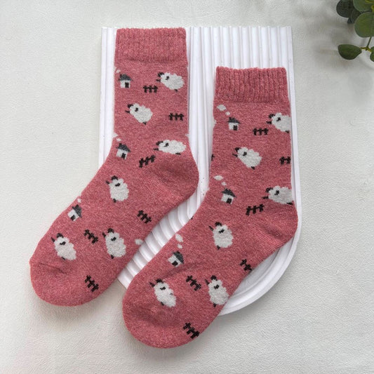 Pink Sheep Wool Blend Socks