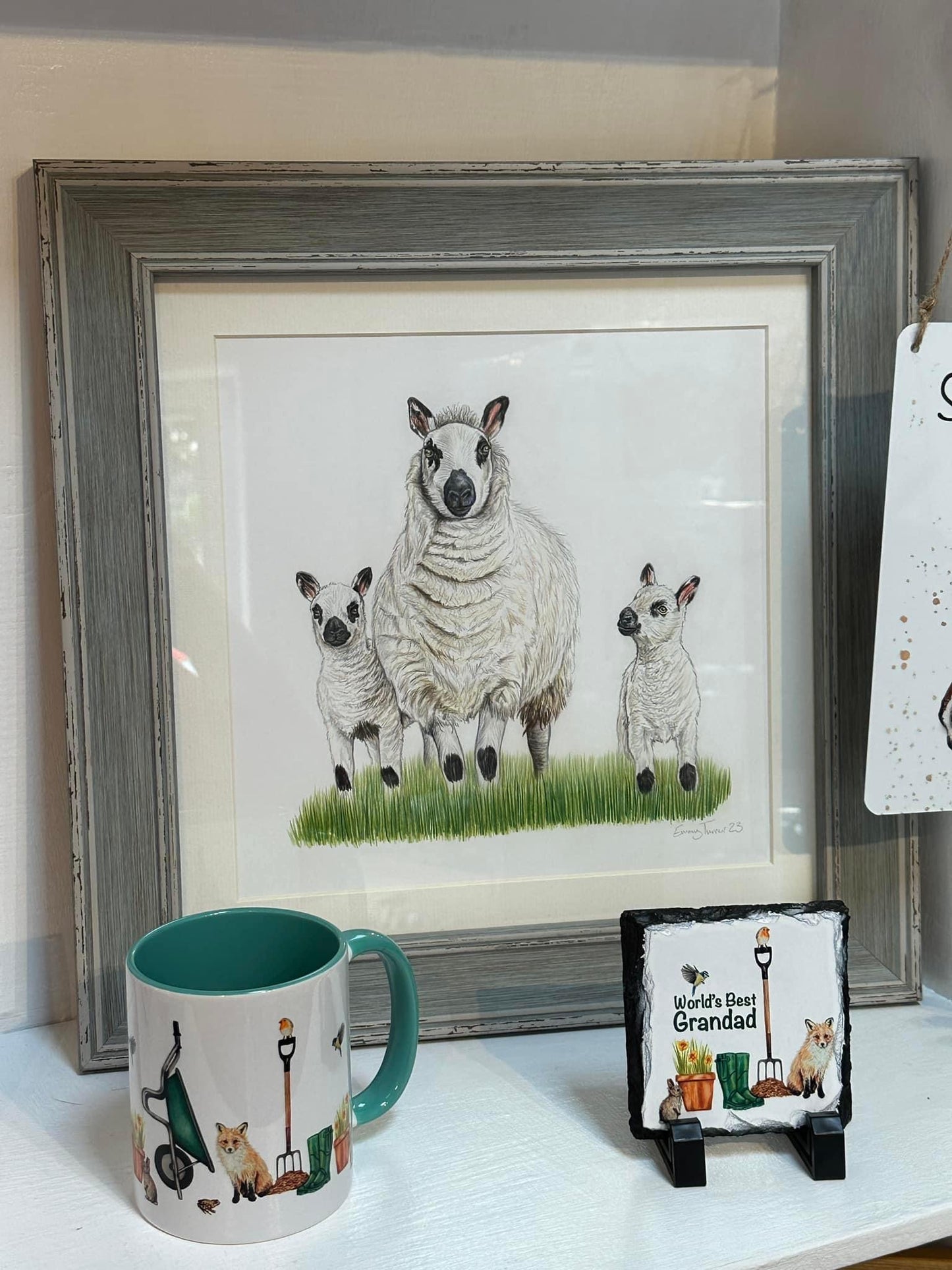 Kerry Hill Sheep and Lambs Original - Framed