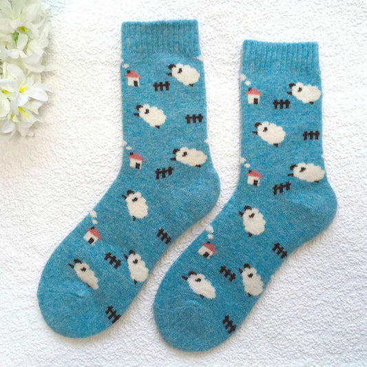 Blue Sheep Wool Blend Socks