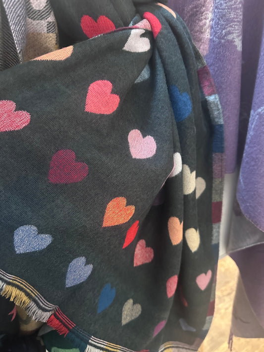 Black Small Heart Scarf