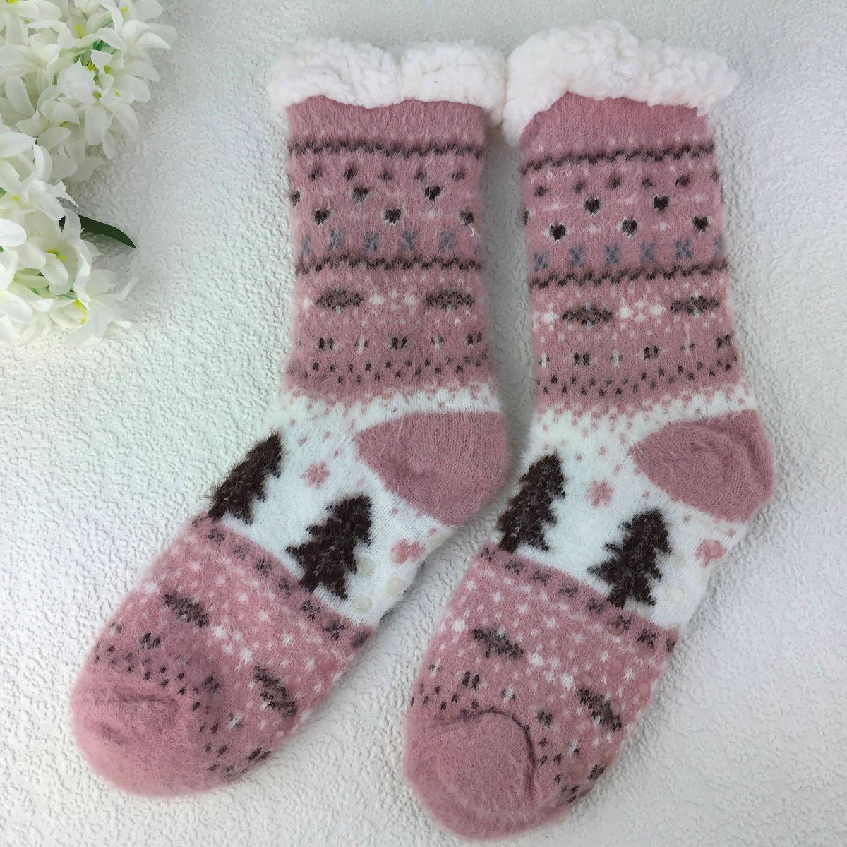 Pink Winter Slipper Socks