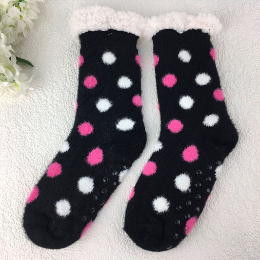 Black Spotty Slipper Socks