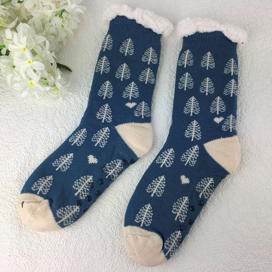 Cream Leaf Slipper Socks