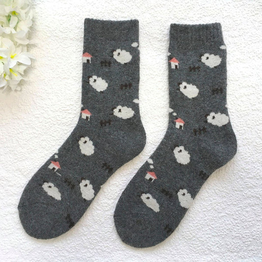 Dark Grey Sheep Wool Blend Socks