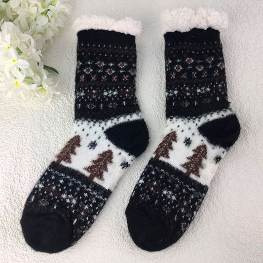 Black Winter Slipper Socks