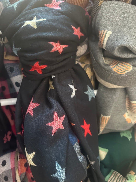 Black Small Star Scarf