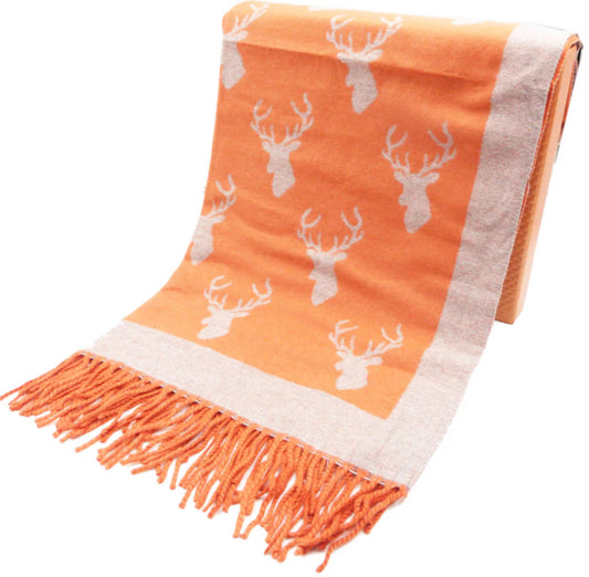 Orange Stag Reversible Scarf