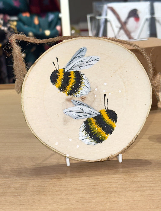 Large Hand Painted Bee Wood Slice