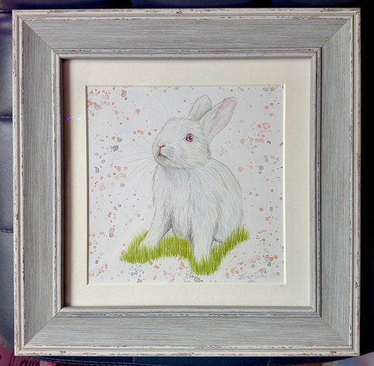 Original Framed White Rabbit 2021