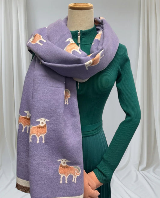 Lilac Sheep Scarf Reversible