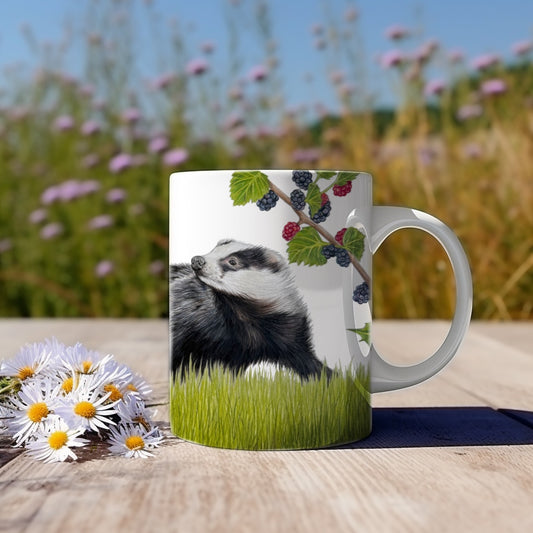 Summer Berries “Blackberry Badger” mug