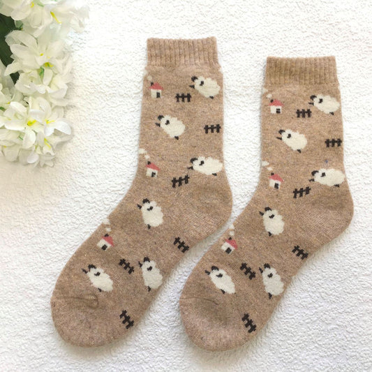 Beige Sheep Wool Blend Socks