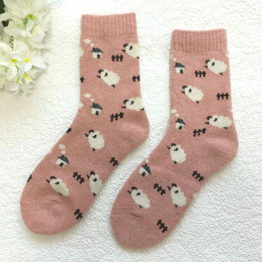 Light Pink Sheep Wool Blend Socks