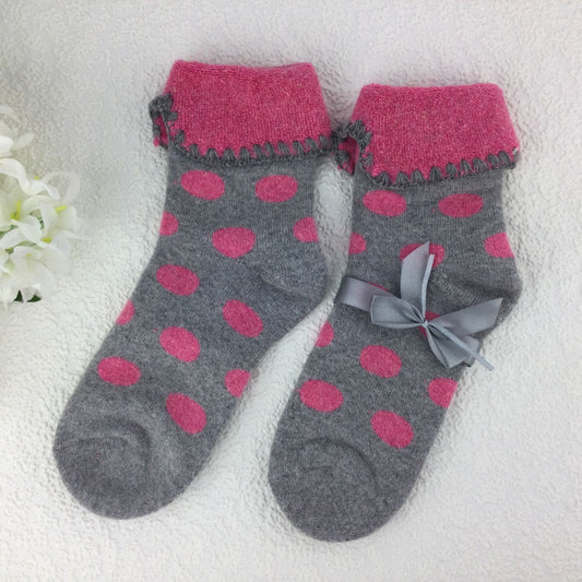 Pink Spot Wool Blend Socks