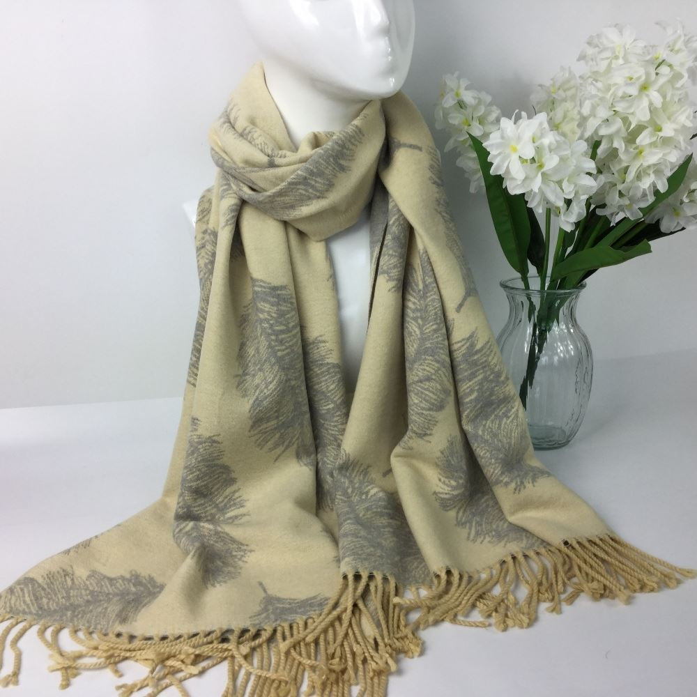 Cream Feather Scarf