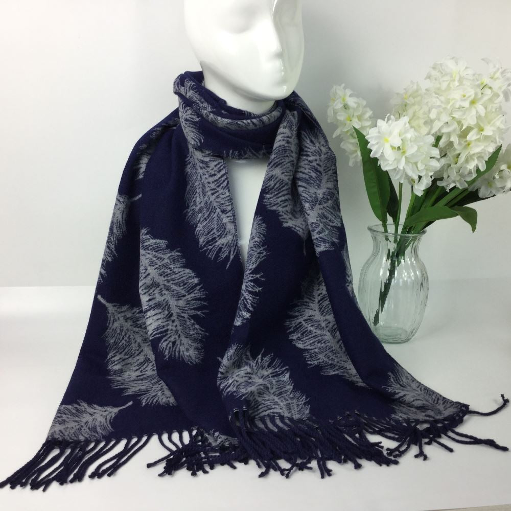 Navy Feather Scarf