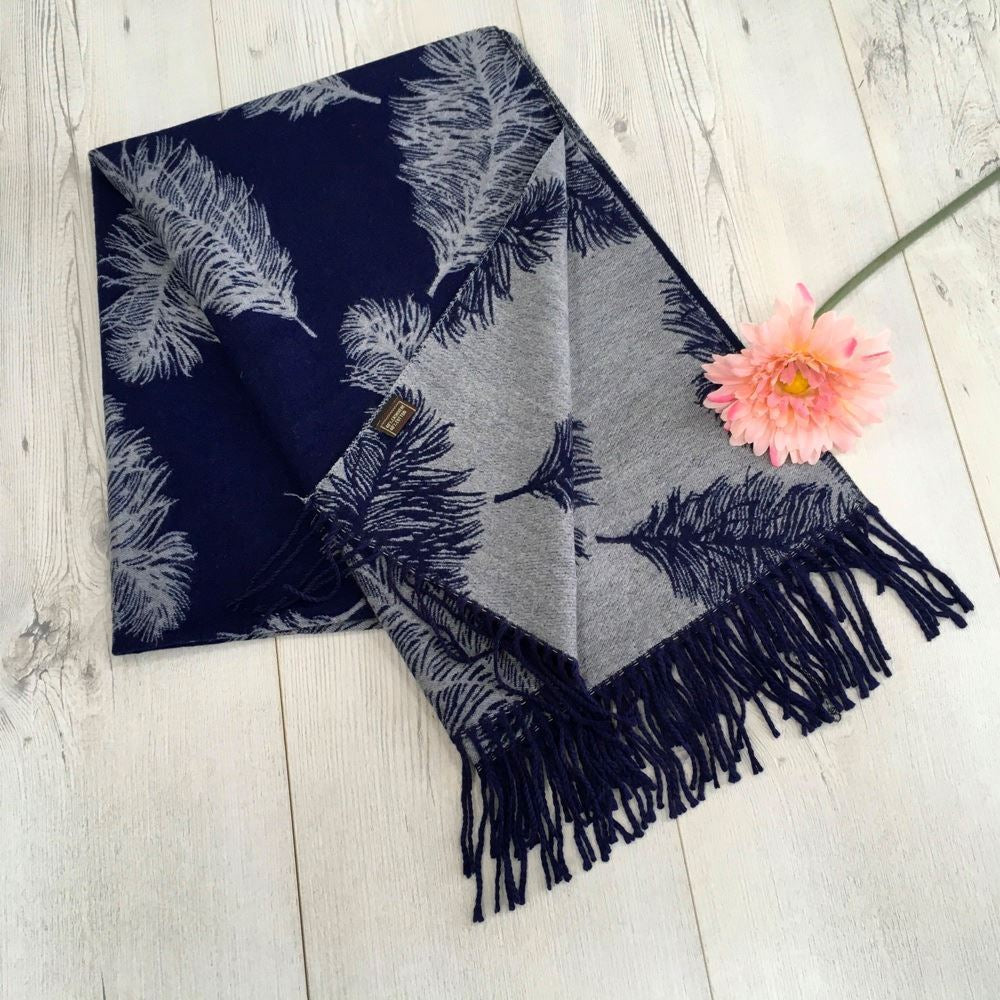 Navy Feather Scarf