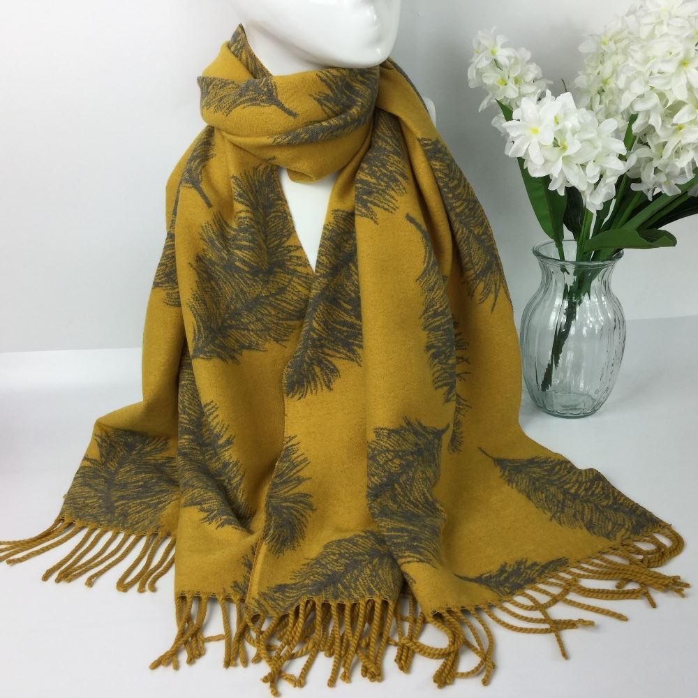 Mustard Feather Scarf