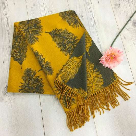 Mustard Feather Scarf